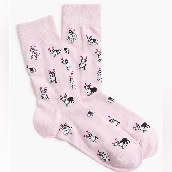 Men's Trouser Socks- Pink Dog with Hearts NWT - Picture 1 of 1